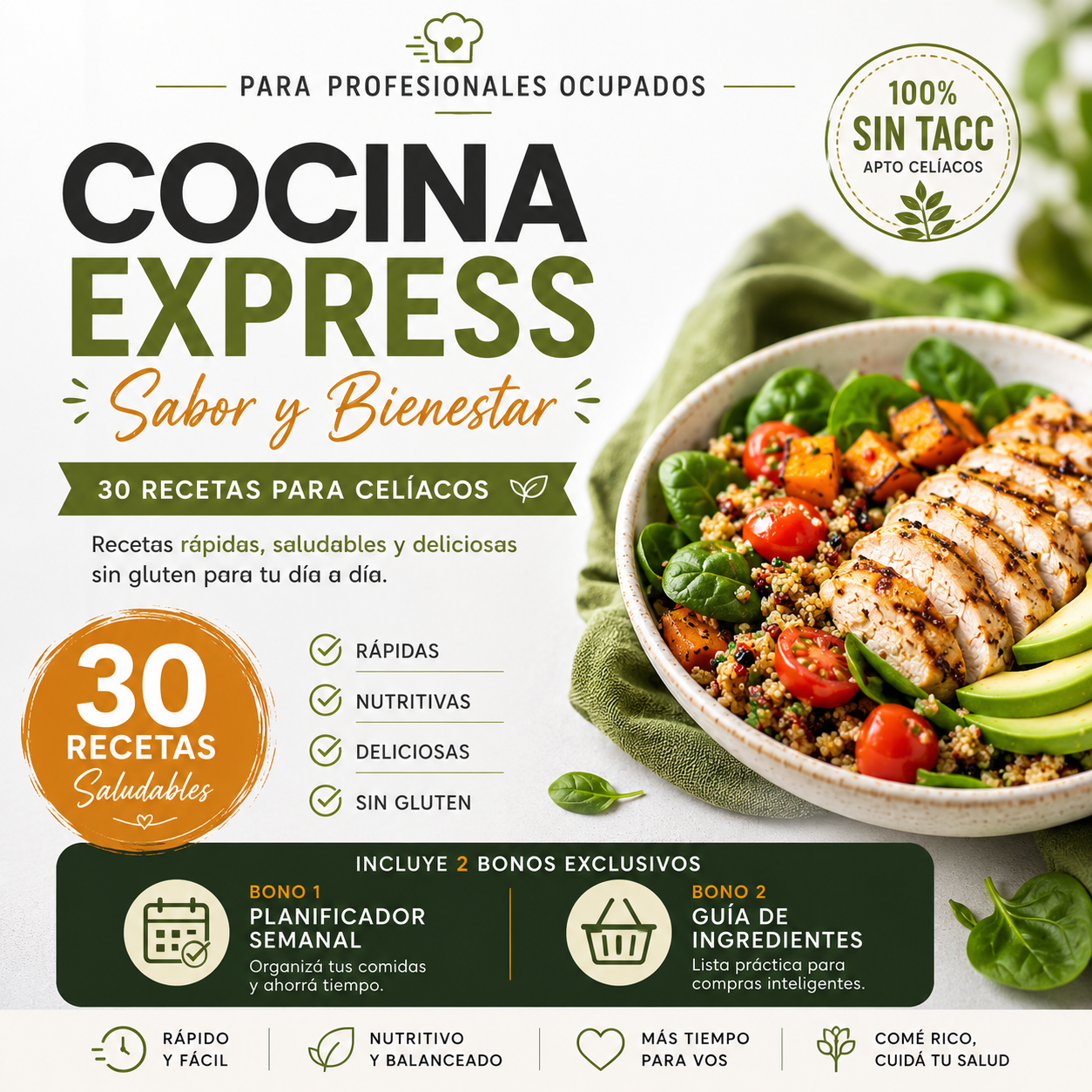 30 Recetas Sin TACC + Bono Exclusivo: Lista de Compras para Celíacos